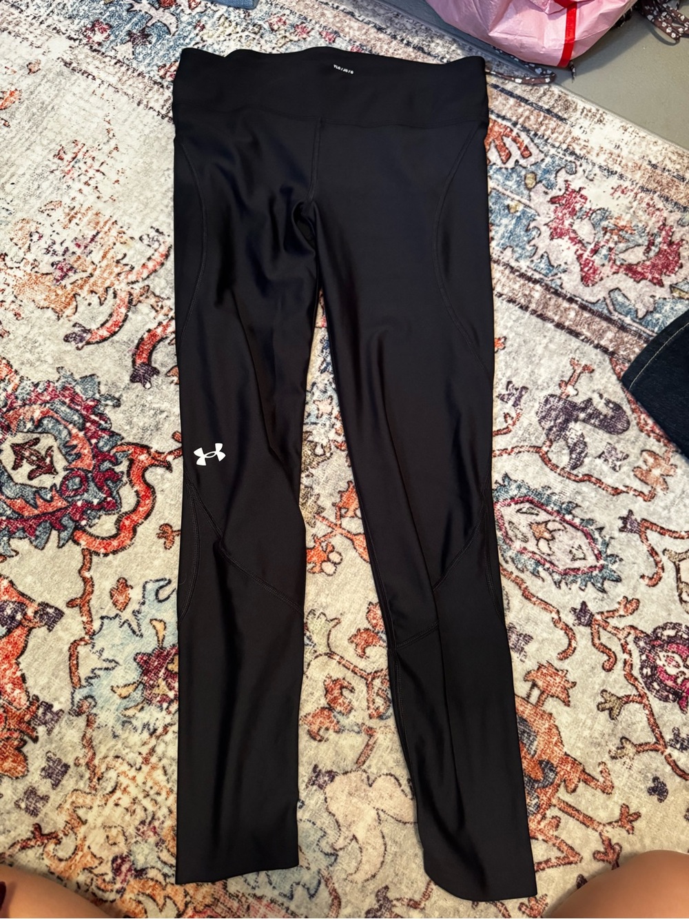 Under Armour Black Kids Performance Leggings with White Logo NWOT